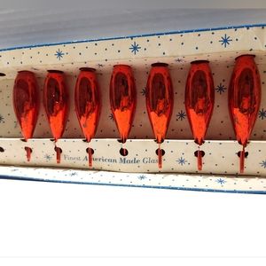 Set of 7 of 10 VTG Glass Teardrop Ornaments in Original Box